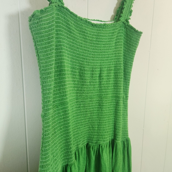 Nation LTD Gaby Smocked Pima Cotton Sundress Size Large Kelly Green - Picture 12 of 14